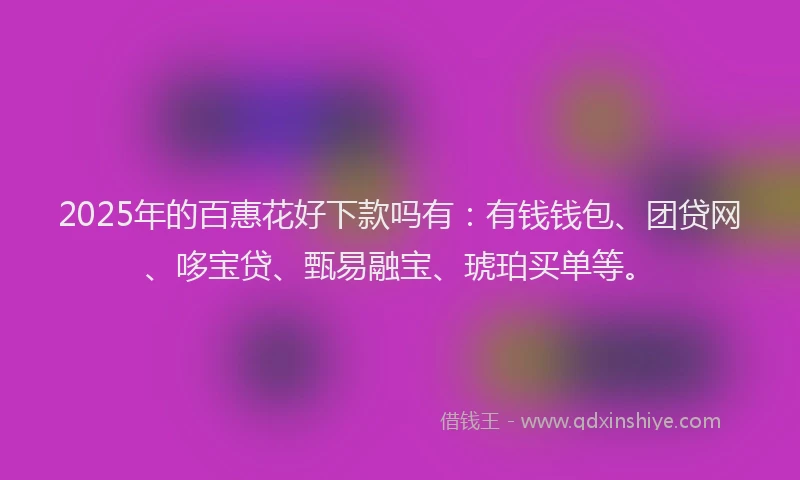 2025年的百惠花好下款吗有：有钱钱包、团贷网、哆宝贷、甄易融宝、琥珀买单等。
