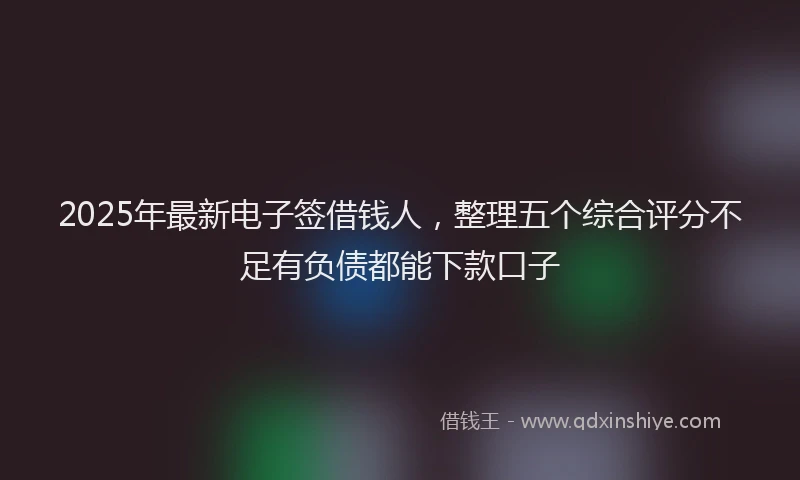 2025年最新电子签借钱人，整理五个综合评分不足有负债都能下款口子