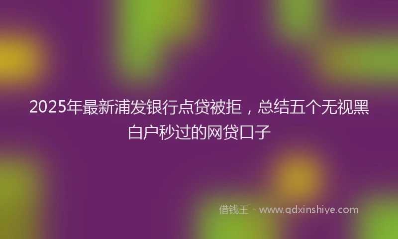 2025年最新浦发银行点贷被拒，总结五个无视黑白户秒过的网贷口子