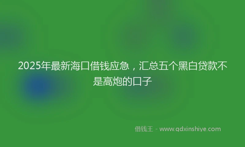 2025年最新海口借钱应急，汇总五个黑白贷款不是高炮的口子