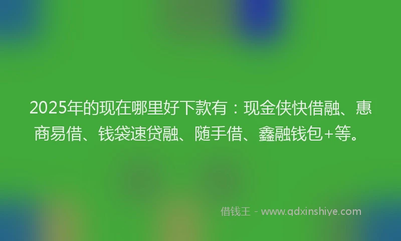 2025年的现在哪里好下款有：现金侠快借融、惠商易借、钱袋速贷融、随手借、鑫融钱包+等。