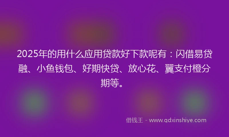 2025年的用什么应用贷款好下款呢有：闪借易贷融、小鱼钱包、好期快贷、放心花、翼支付橙分期等。
