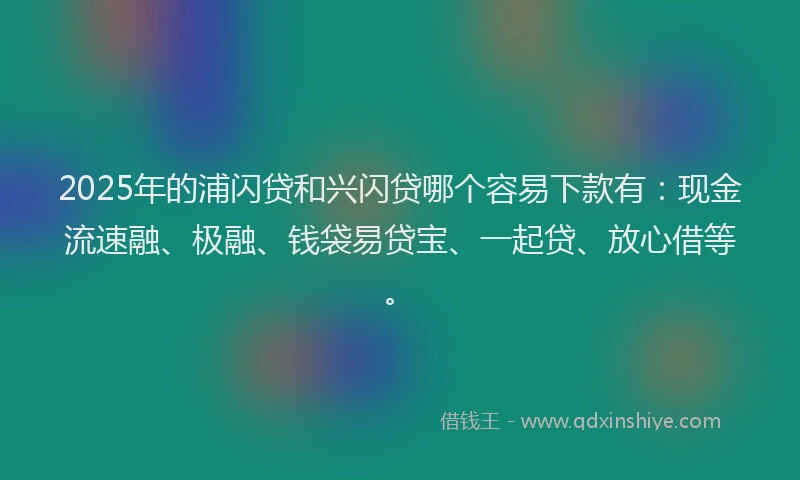 2025年的浦闪贷和兴闪贷哪个容易下款有：现金流速融、极融、钱袋易贷宝、一起贷、放心借等。