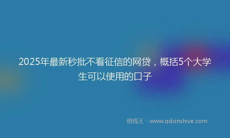 2025年最新秒批不看征信的网贷，概括5个大学生可以使用的口子