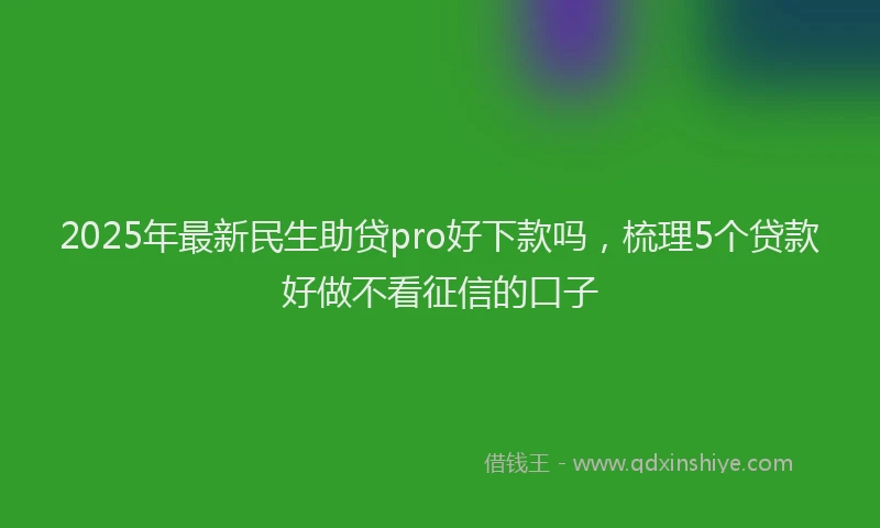 2025年最新民生助贷pro好下款吗，梳理5个贷款好做不看征信的口子