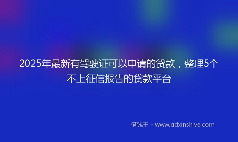 2025年最新有驾驶证可以申请的贷款，整理5个不上征信报告的贷款平台
