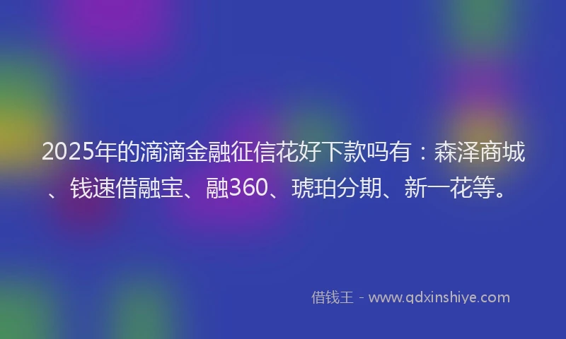 2025年的滴滴金融征信花好下款吗有：森泽商城、钱速借融宝、融360、琥珀分期、新一花等。