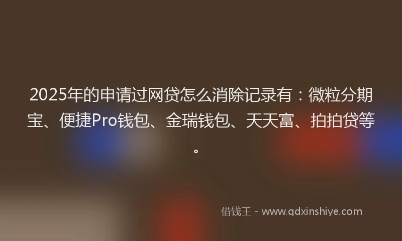 2025年的申请过网贷怎么消除记录有：微粒分期宝、便捷Pro钱包、金瑞钱包、天天富、拍拍贷等。
