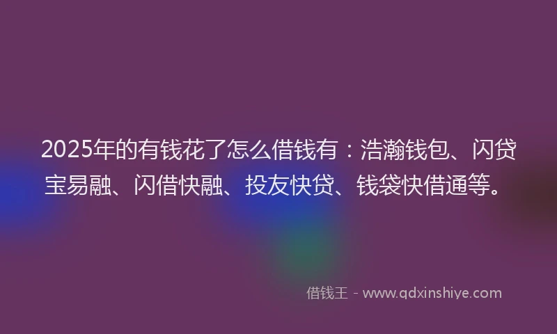 2025年的有钱花了怎么借钱有：浩瀚钱包、闪贷宝易融、闪借快融、投友快贷、钱袋快借通等。