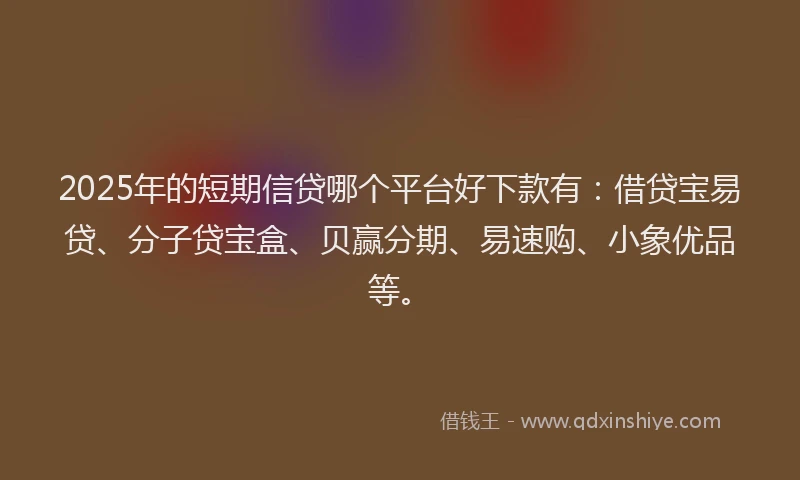 2025年的短期信贷哪个平台好下款有：借贷宝易贷、分子贷宝盒、贝赢分期、易速购、小象优品等。