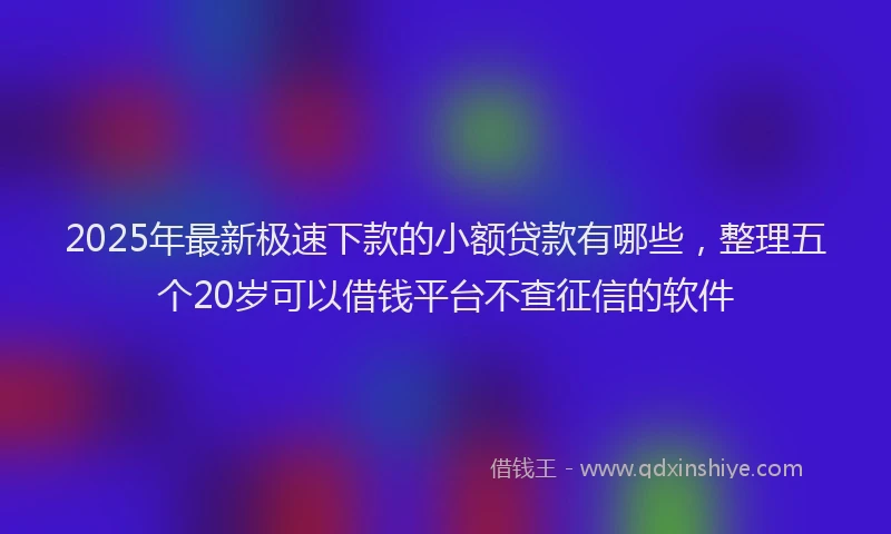 2025年最新极速下款的小额贷款有哪些，整理五个20岁可以借钱平台不查征信的软件