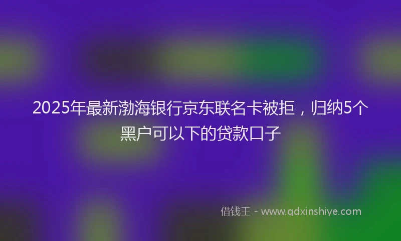 2025年最新渤海银行京东联名卡被拒，归纳5个黑户可以下的贷款口子