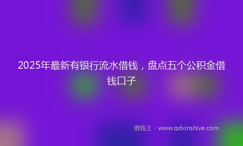 2025年最新有银行流水借钱，盘点五个公积金借钱口子