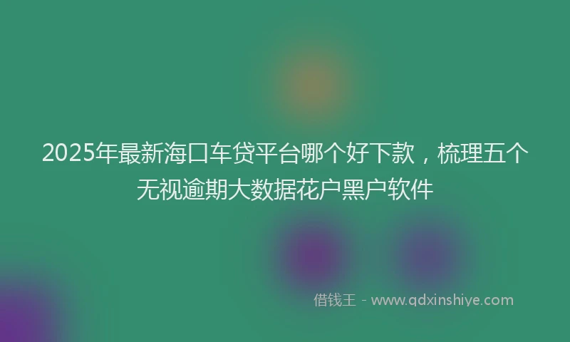 2025年最新海口车贷平台哪个好下款，梳理五个无视逾期大数据花户黑户软件
