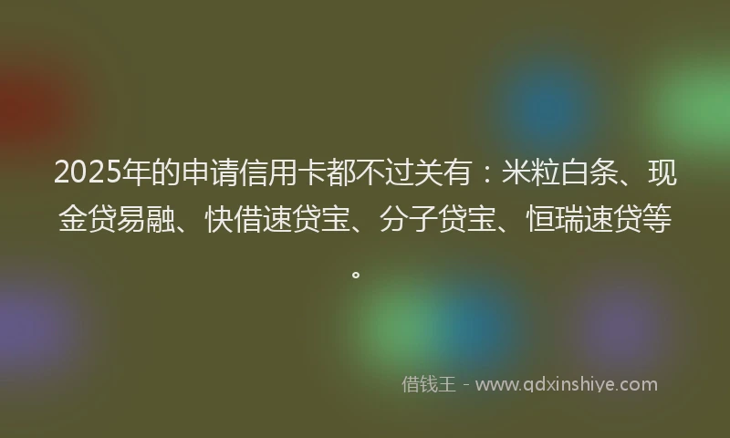 2025年的申请信用卡都不过关有：米粒白条、现金贷易融、快借速贷宝、分子贷宝、恒瑞速贷等。