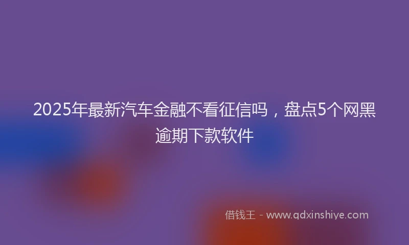 2025年最新汽车金融不看征信吗,盘点5个网黑逾期下款软件