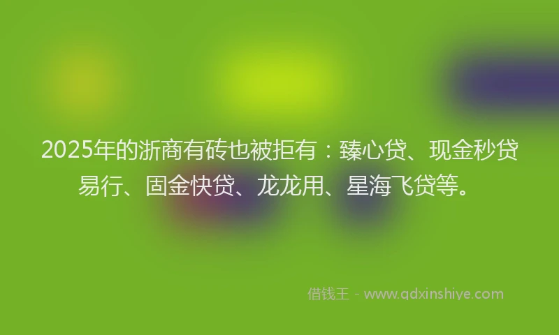 2025年的浙商有砖也被拒有：臻心贷、现金秒贷易行、固金快贷、龙龙用、星海飞贷等。