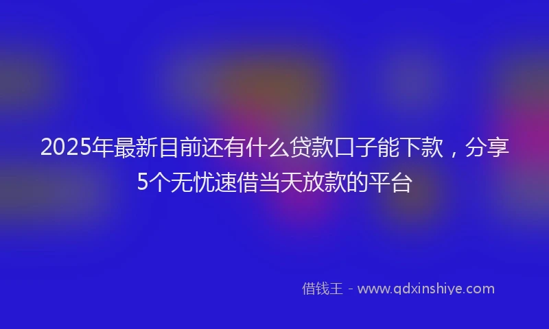 2025年最新目前还有什么贷款口子能下款，分享5个无忧速借当天放款的平台