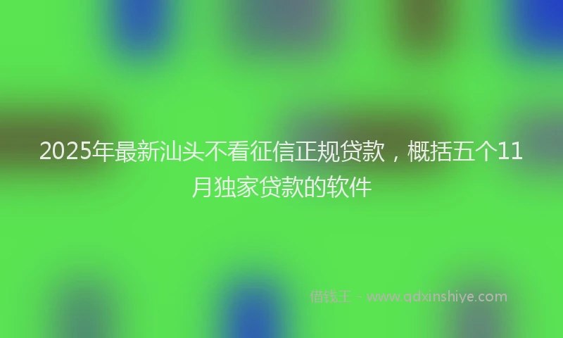 2025年最新汕头不看征信正规贷款，概括五个11月独家贷款的软件