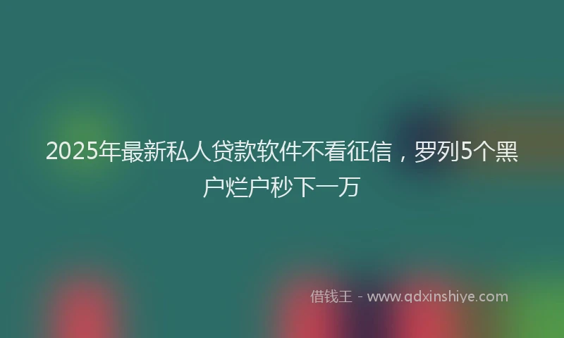 2025年最新私人贷款软件不看征信，罗列5个黑户烂户秒下一万