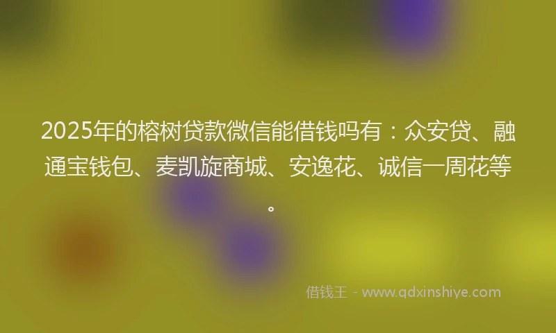 2025年的榕树贷款微信能借钱吗有：众安贷、融通宝钱包、麦凯旋商城、安逸花、诚信一周花等。