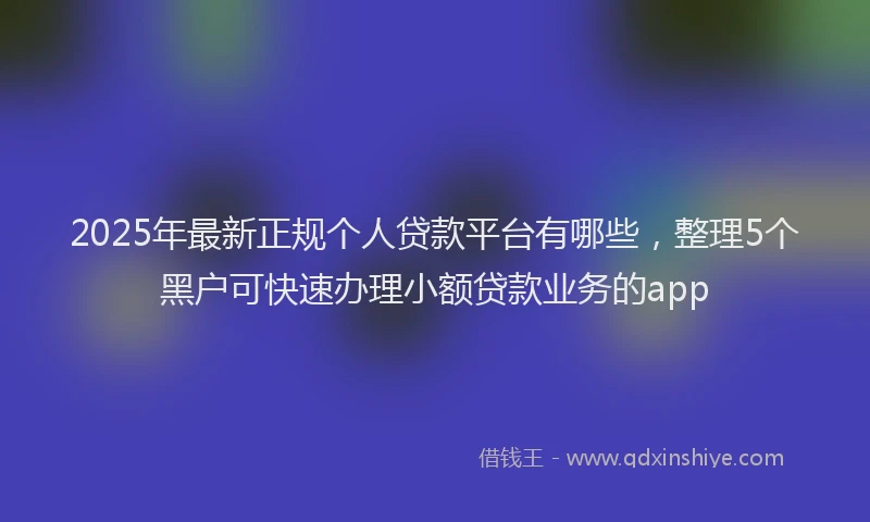 2025年最新正规个人贷款平台有哪些，整理5个黑户可快速办理小额贷款业务的app