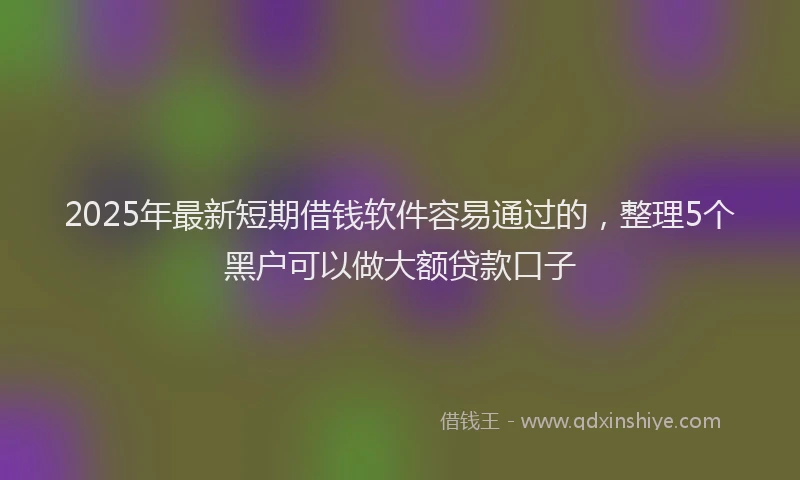 2025年最新短期借钱软件容易通过的，整理5个黑户可以做大额贷款口子