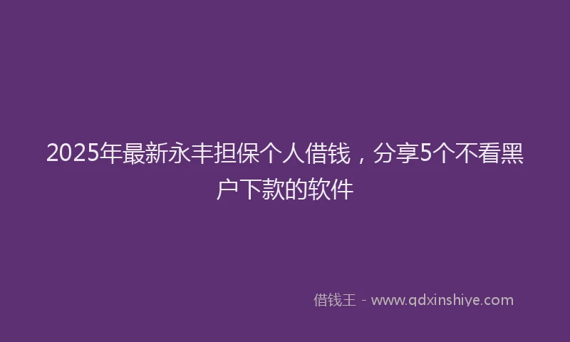 2025年最新永丰担保个人借钱，分享5个不看黑户下款的软件