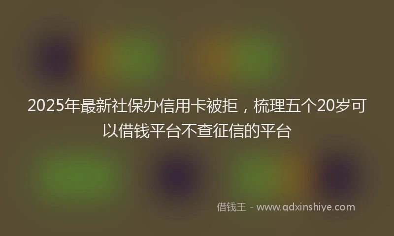 2025年最新社保办信用卡被拒，梳理五个20岁可以借钱平台不查征信的平台