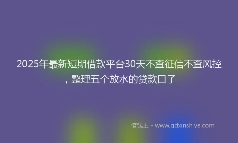 2025年最新短期借款平台30天不查征信不查风控，整理五个放水的贷款口子