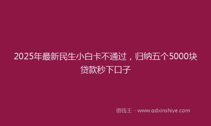 2025年最新民生小白卡不通过,归纳五个5000块贷款秒下口子