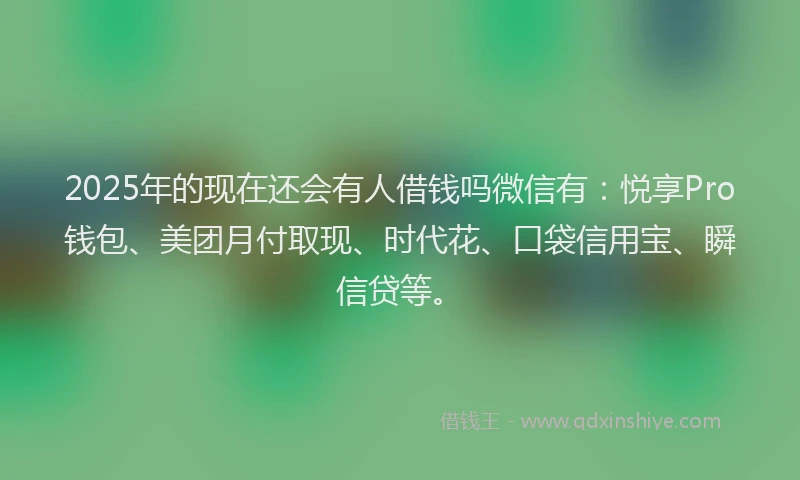 2025年的现在还会有人借钱吗微信有：悦享Pro钱包、美团月付取现、时代花、口袋信用宝、瞬信贷等。