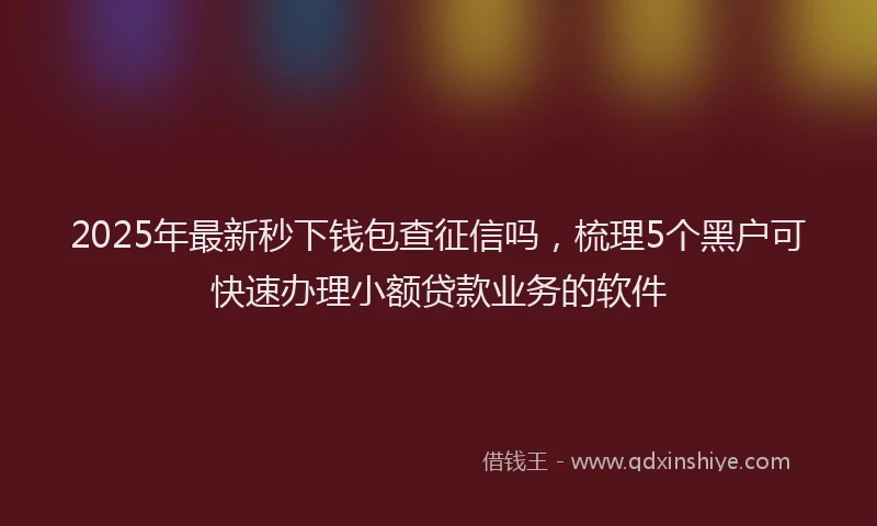 2025年最新秒下钱包查征信吗，梳理5个黑户可快速办理小额贷款业务的软件