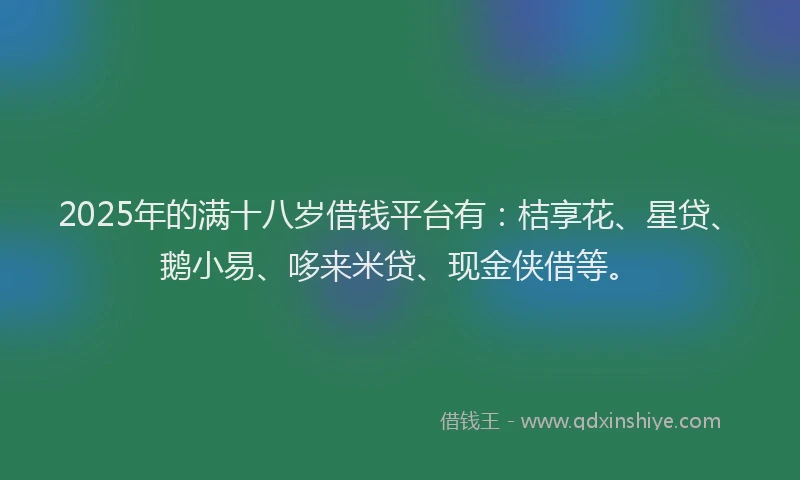 2025年的满十八岁借钱平台有：桔享花、星贷、鹅小易、哆来米贷、现金侠借等。