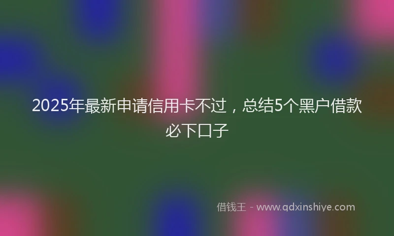 2025年最新申请信用卡不过，总结5个黑户借款必下口子