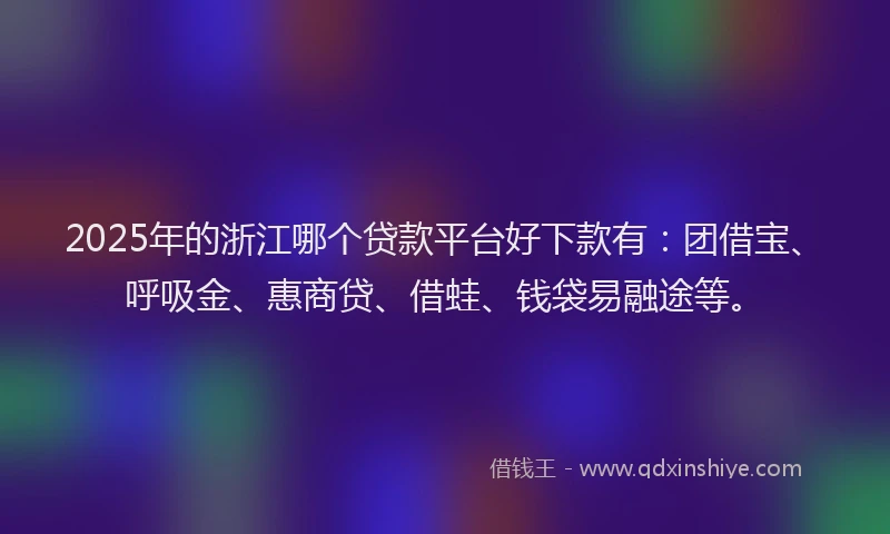 2025年的浙江哪个贷款平台好下款有：团借宝、呼吸金、惠商贷、借蛙、钱袋易融途等。