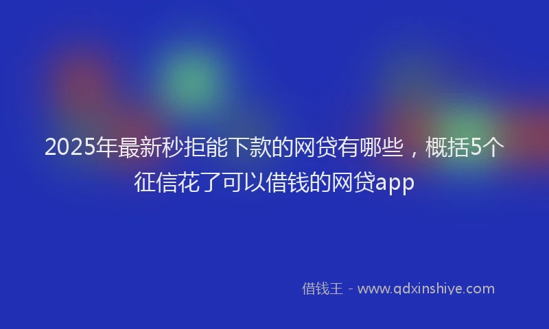 2025年最新秒拒能下款的网贷有哪些，概括5个征信花了可以借钱的网贷app