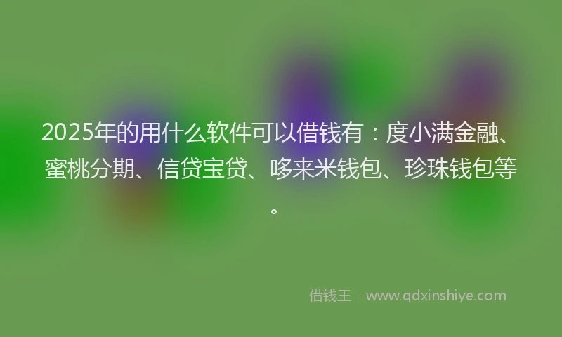 2025年的用什么软件可以借钱有：度小满金融、蜜桃分期、信贷宝贷、哆来米钱包、珍珠钱包等。