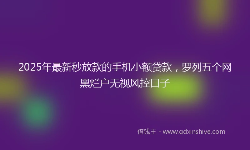 2025年最新秒放款的手机小额贷款，罗列五个网黑烂户无视风控口子