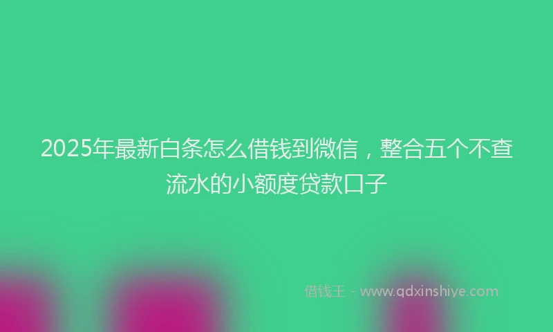 2025年最新白条怎么借钱到微信，整合五个不查流水的小额度贷款口子