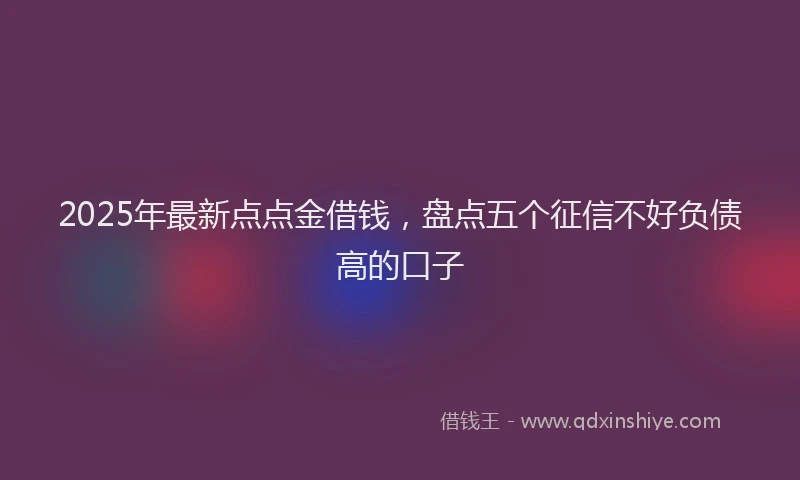 2025年最新点点金借钱，盘点五个征信不好负债高的口子