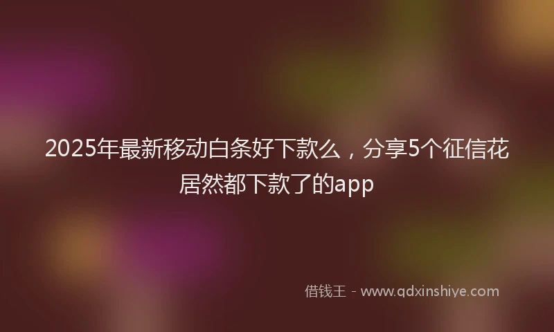 2025年最新移动白条好下款么，分享5个征信花居然都下款了的app