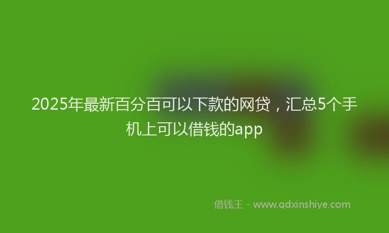 2025年最新百分百可以下款的网贷，汇总5个手机上可以借钱的app