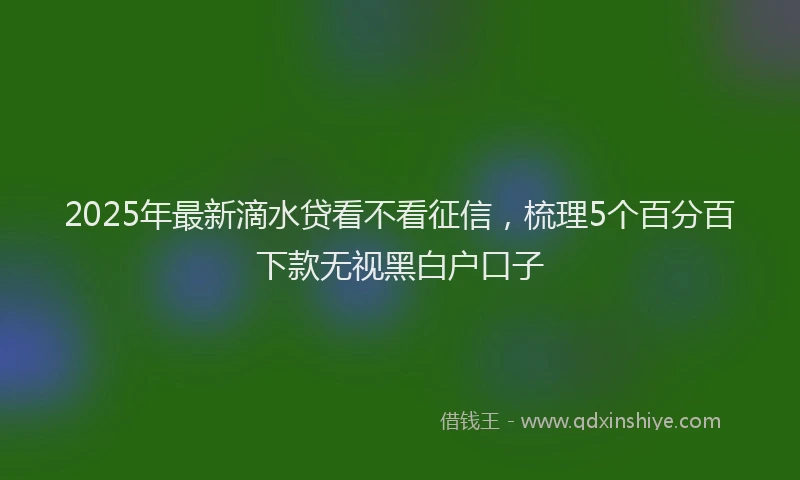 2025年最新滴水贷看不看征信，梳理5个百分百下款无视黑白户口子