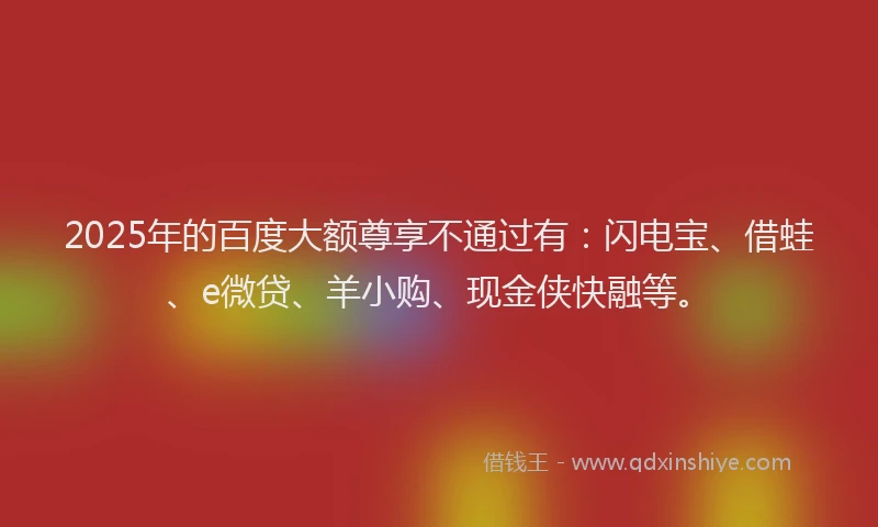 2025年的百度大额尊享不通过有：闪电宝、借蛙、e微贷、羊小购、现金侠快融等。