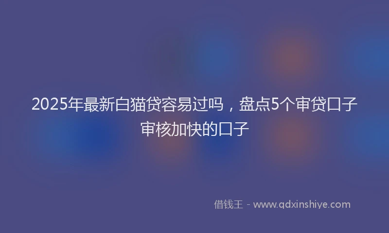 2025年最新白猫贷容易过吗，盘点5个审贷口子审核加快的口子