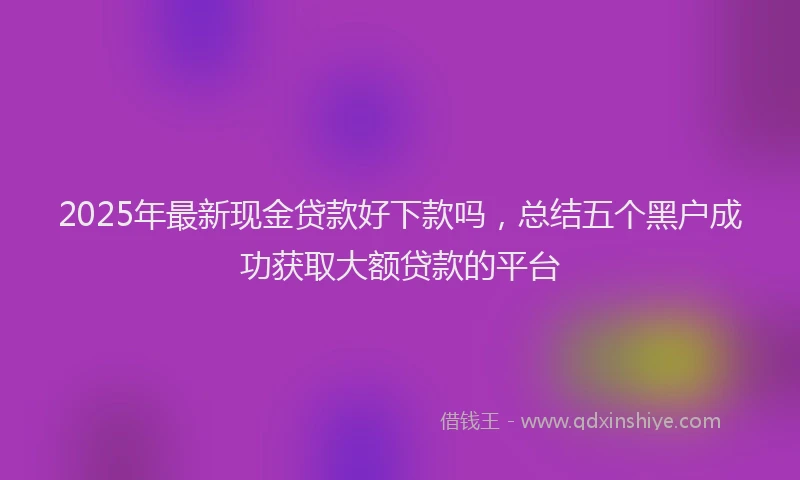 2025年最新现金贷款好下款吗，总结五个黑户成功获取大额贷款的平台