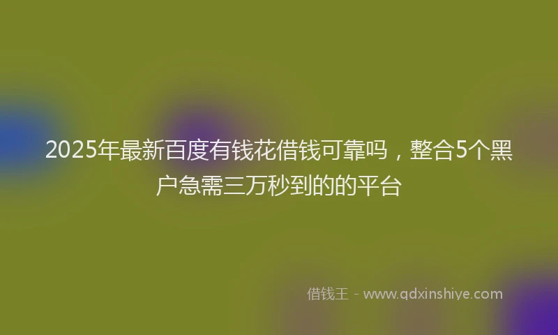 2025年最新百度有钱花借钱可靠吗，整合5个黑户急需三万秒到的的平台