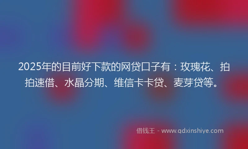 2025年的目前好下款的网贷口子有：玫瑰花、拍拍速借、水晶分期、维信卡卡贷、麦芽贷等。