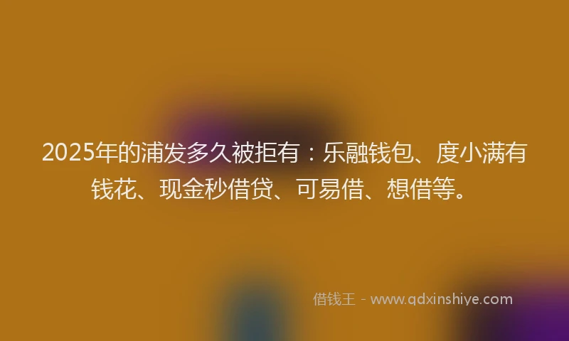 2025年的浦发多久被拒有：乐融钱包、度小满有钱花、现金秒借贷、可易借、想借等。